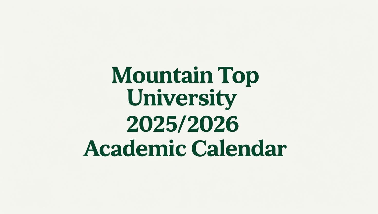 ACADEMIC CALENDAR FOR 2025/2026 SESSION