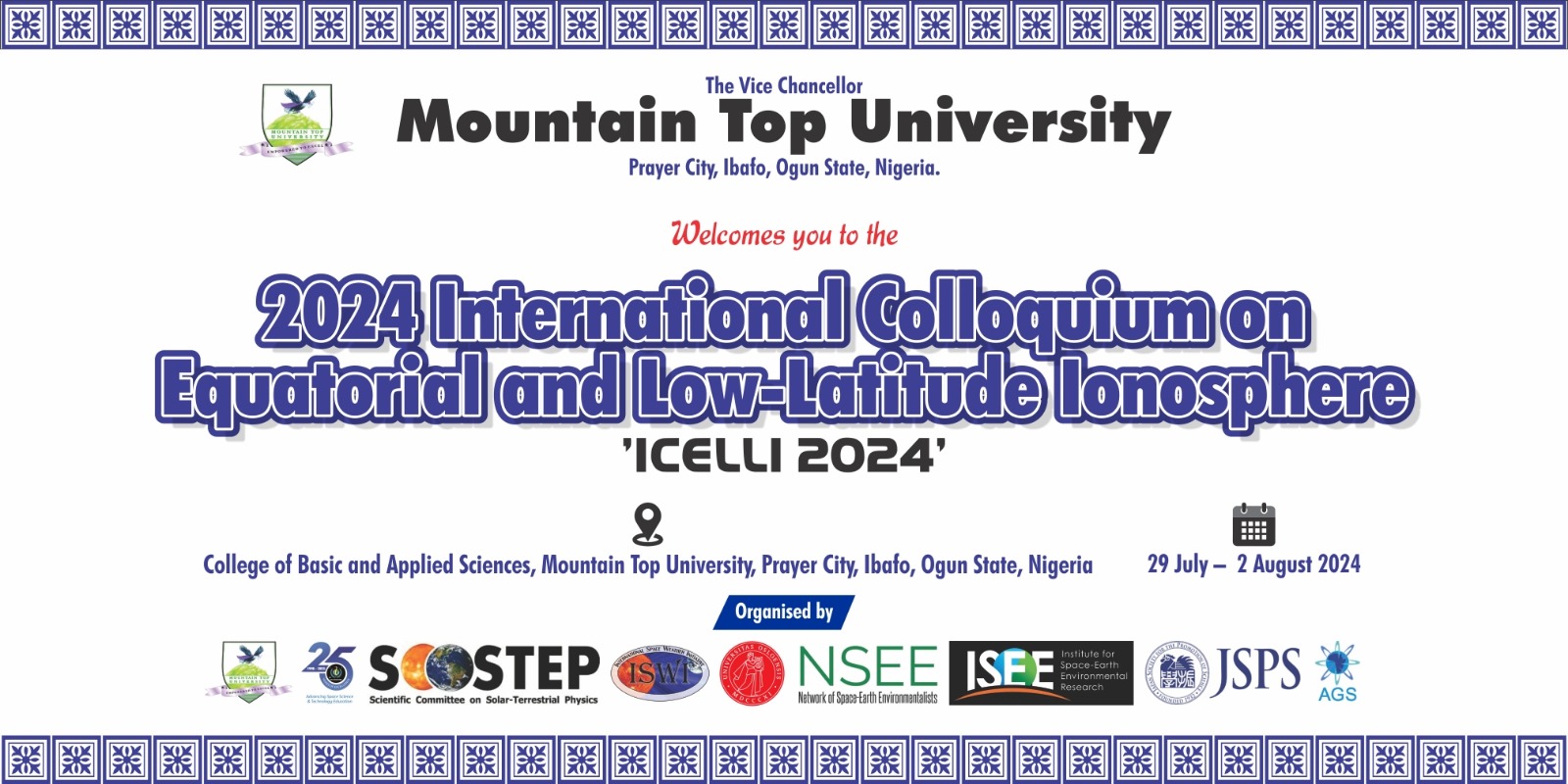 2024 International Colloquium on Equatorial and Low-Latitude Ionosphere